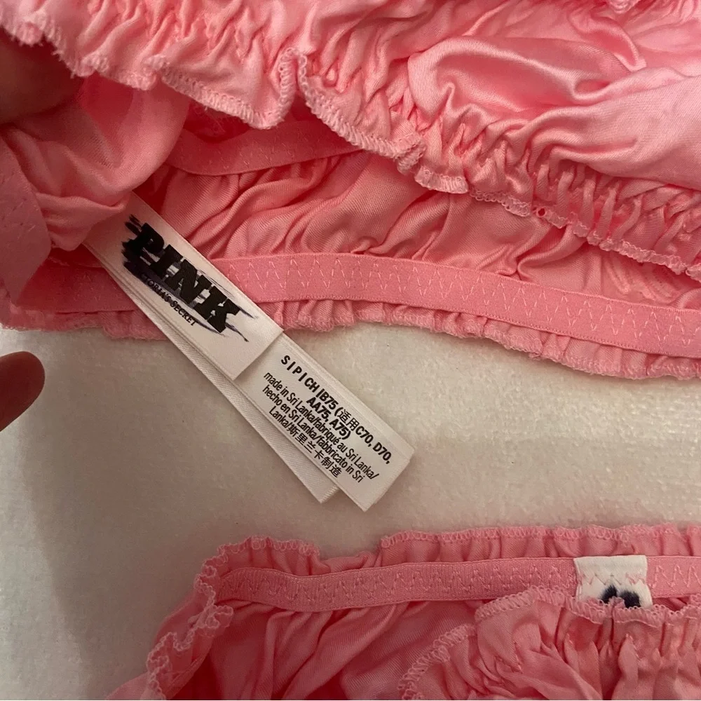 New! PINK Victoria's Secret Silky Flutter Bralette & Panty Set 1166